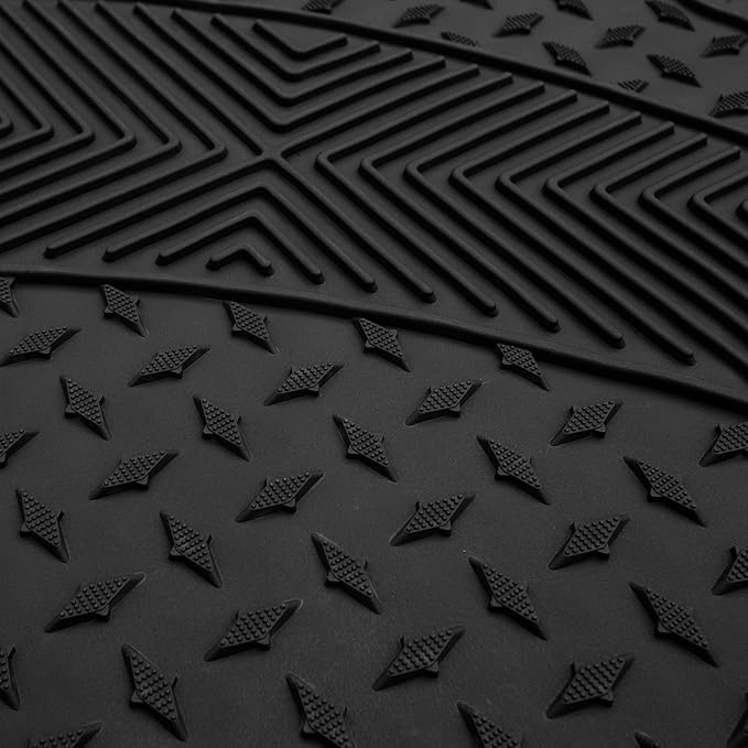 FH Group Automotive Floor Mats Climaproof for All Weather Protection Universal Fit Trim to Fit for Most Cars, SUVs, and Trucks, 3 Row 4pc Full Set Black