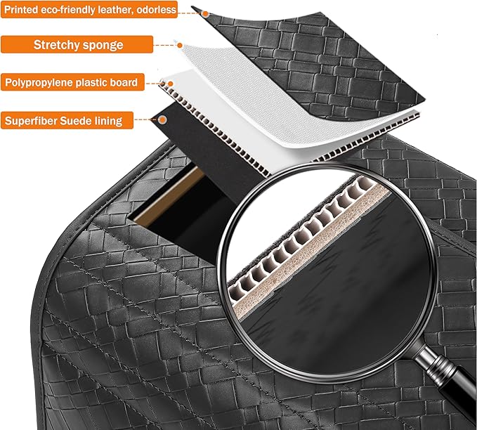 POKSRI Trunk Organizer for suv,car storage organizer,lid Box,PU Leather & PP Honeycomb Board,Fixed with screws extremely sturdy,Collapsible and Adjustable,25.6''L x 13''W x 12.4''H,4K inches³(size C)