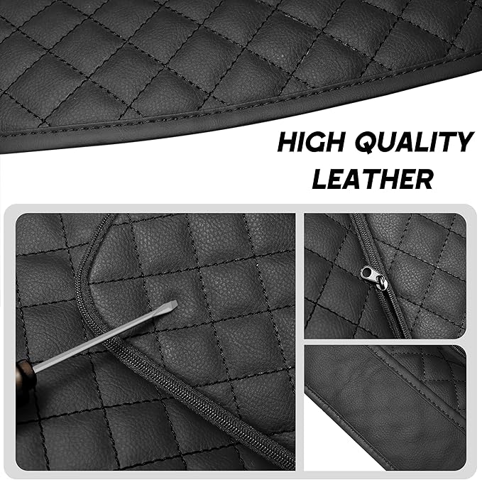 SENSHINE Center Console Armrest Cover for Toyota Tundra 2022-2026/Sequoia 2023-2026 Armrest Seat Stroage Box Cushion Lid Protector Pad with Zipper Leather Interior Accessories, Black Stitch