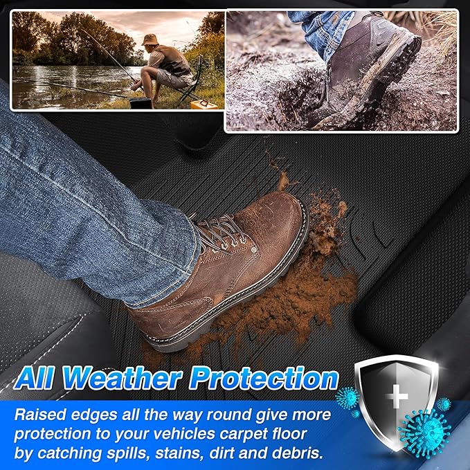 Transit Floor Mats - Car Mats for Ford Transit 150/250/350/350HD 2015-2021, All Weather Floor Mat for Transit Accessories, Heavy Duty Rubber Mats, Car Accessories