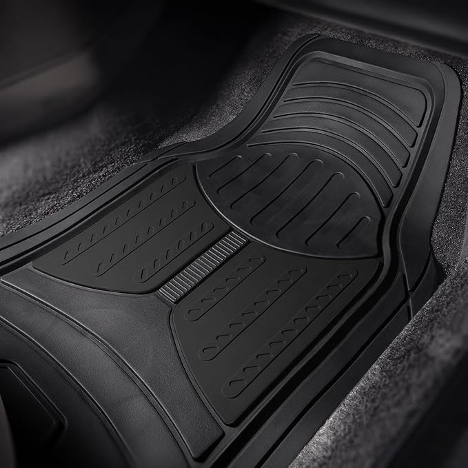 FH Group Monster Eye Full Set Rubber Floor Mats w. Trimmable Vinyl Trunk Liner/Cargo Mat Black- Fit Most Car, Truck, SUV, or Van (Black) F11313- F16403