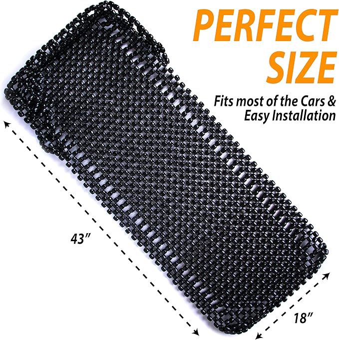 ZONETECH Royal Natural Wood Bead Seat Cover and Black Wooden Beaded Comfort Seat Cover (Black, 2-Pack)