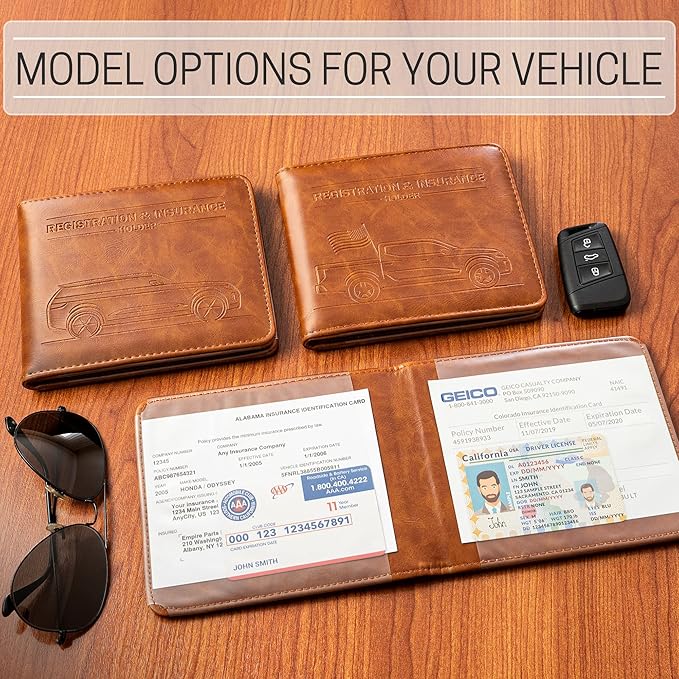 CANOPUS Car Registration and Insurance Holder, Magnetic Closure, Embossed Card Document Holder, Vehicle Glove Box Organizer, Wallet for Auto, SUV, Motorcycle, Truck, Waterproof, SUV Model