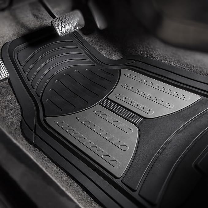 FH Group Automotive Floor Mats - Heavy-Duty Monster Eye Floor Mats for Cars, Universal Fit Full Set, Climaproof Floor Mats, Trimmable Floor Mats for Most Sedan, SUV, Truck Floor Mats Rubber Gray