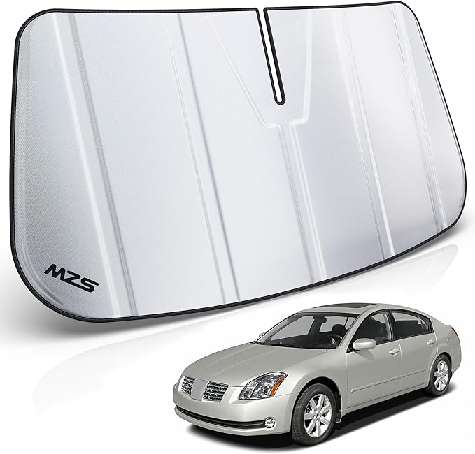 MZS Windshield Sun Shade Compatible with Maxima 2004-2008, Foldable Truck Sun Shade Shield with Storage Pouch, Front Window Visor Sunshade Accessories for Interior Protector