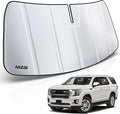 MZS Windshield Sun Shade Compatible with Suburban Tahoe Yukon Escalade 2021-2026, Foldable Truck Sun Shade Shield with Storage Pouch, Front Window Visor Sunshade for Interior Protector