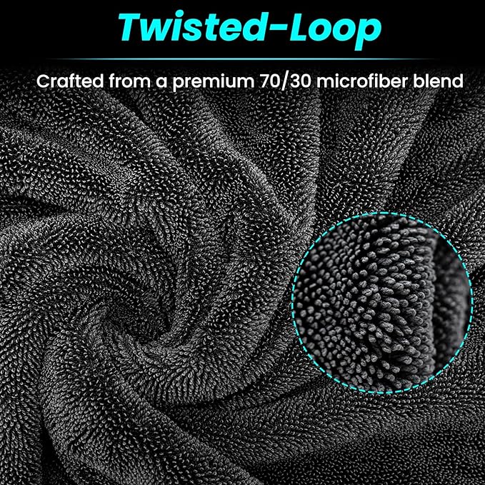Mysticline 2 Pack 1300 GSM Car Drying Towel,Double-Sided Microfiber Towels for Cars(24'' x 36''&16 ''x 16''),Extra Large Ultra Absorbent,Without Residual Lint,Scratches or Water Spots