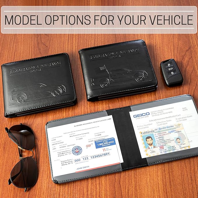 CANOPUS Car Registration and Insurance Holder, Magnetic Closure, Embossed Card Document Holder, Vehicle Glove Box Organizer, Wallet for Auto, SUV, Motorcycle, Truck, Waterproof, SUV Model