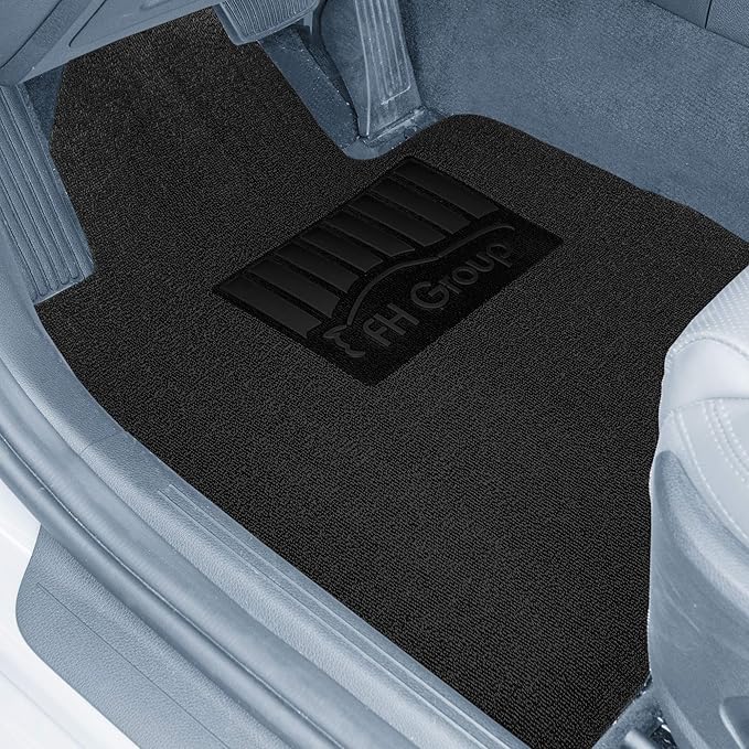 FH Group Car Floor Mats - DIY Ultra Waterproof Trimmable Non-Slip Vinyl Floor Mats, Solid Black