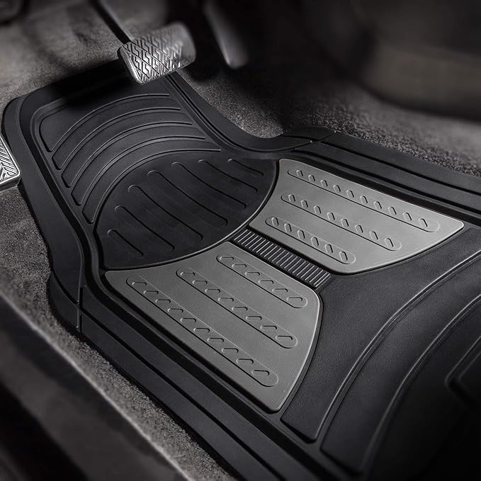 FH Group Monster Eye Full Set Rubber Floor Mats w. Trimmable Vinyl Trunk Liner/Cargo Mat Black- Fit Most Car, Truck, SUV, or Van (Black) F11313- F16403