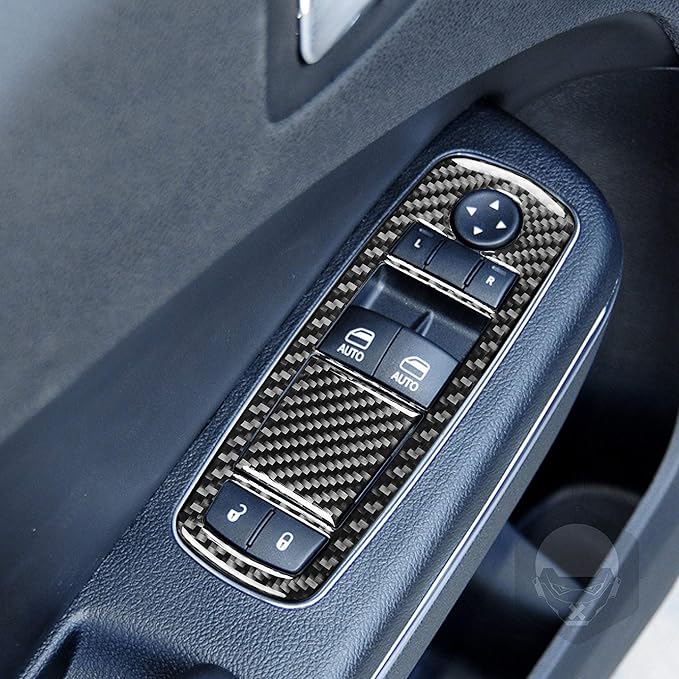 NVCNX Real Premium Carbon Fiber for Chrysler 300 Accessories 2015-2023 2016 2017 2018 2019 2020 2021 2022 S/C/Limited/Touring Door Sides Window Lift Switch Frame Cover Interior Trim Sticker Decal 5PCs