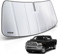 MZS Windshield Sun Shade Compatible with RAM 2500 2010-2018 / RAM3500 2010-2018, Foldable Truck Sun Shade Shield with Storage Pouch, Front Window Visor Sunshade Accessories for Interior Protector