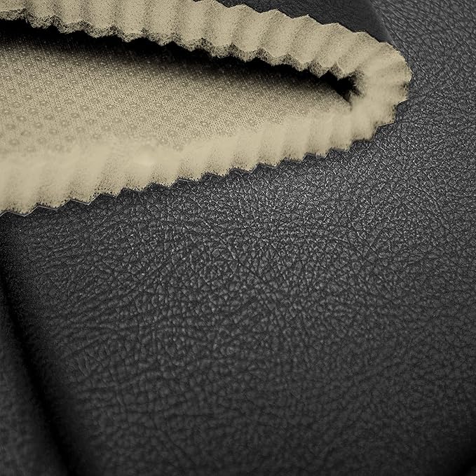 FH Group Back Seat Faux Leather Car Seat Cover - Universal Fit, Rear Seat Covers for Cars with Rear Split Bench, Car Seat Cushions for SUV, Sedan, Van, Black Red Trim