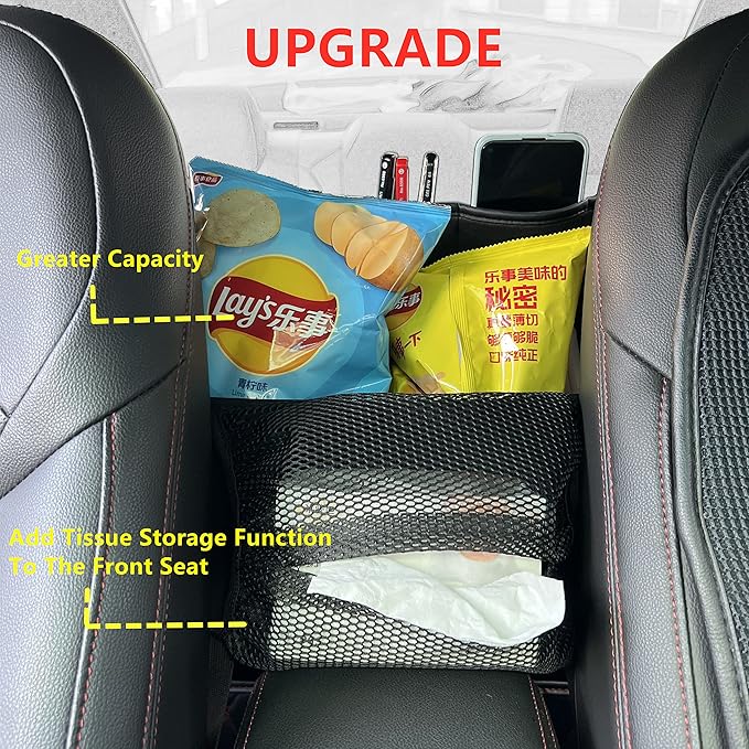 JEYODA Car Suede Seat Organizer High-capacity Seat Back Pouch Central Storage for Pickup SUVs Double-sided Tissue Storage Handbag Holder Car Accessories (Grey)
