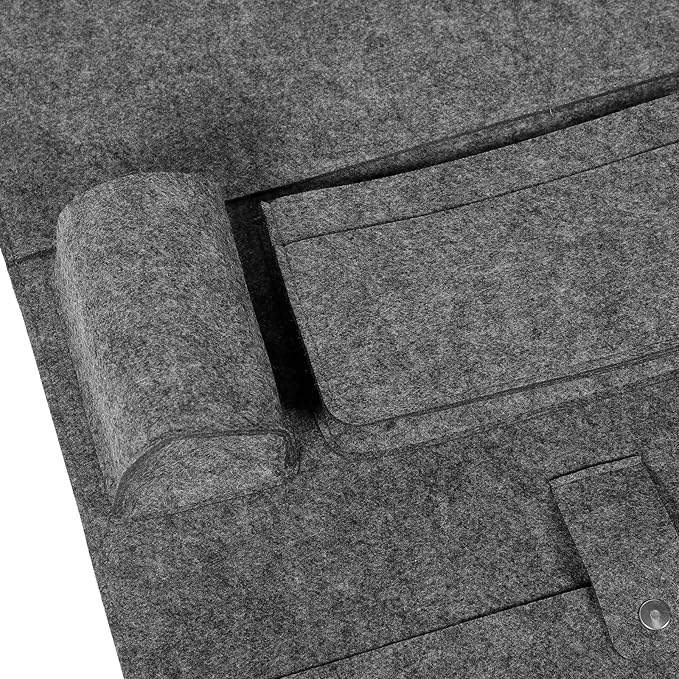 Car Backseat Organizer Bag Hanging Storage Pouch Felt Material Medium Gray Small Size Car Seat Hanging Organizer for Vehicle Interior Storage and Backseat Protection