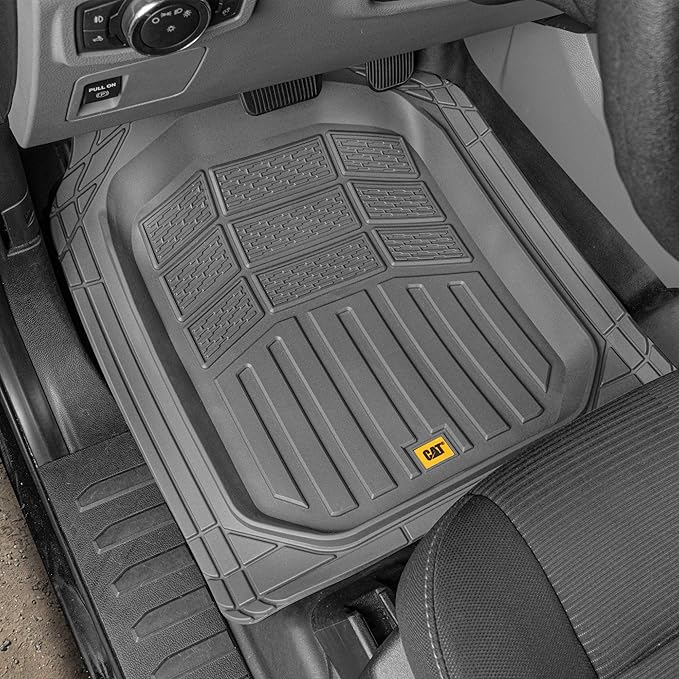 Cat® CAMT-9014 (4-Piece) Heavy Duty Deep Dish Rubber Floor Mats, Trim to Fit for Car Truck SUV & Van, All Weather Total Protection Durable Liners
