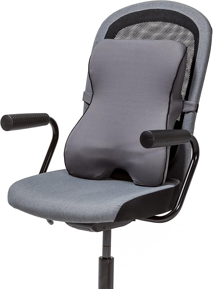 Castle Knight Soft Memory Foam Back Cushion - Tapered Support More Foam in The Lower Back and Less Foam in The Middle and Upper Back for Home, Office, Auto, and Travel (Knight Size, Stone)