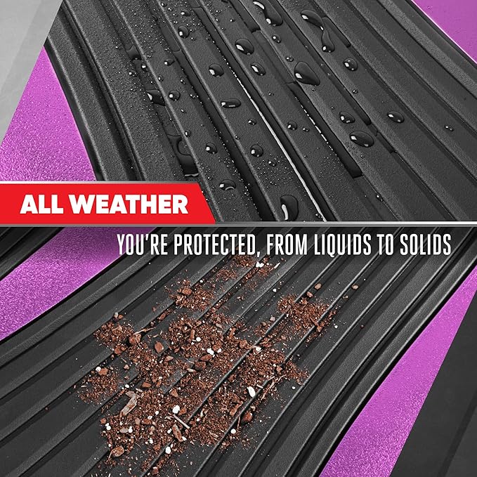 Motor Trend ChromeTech Car Floor Mats Full Set - Durable Rubber Floor Mats for Cars with Two Tone Accent, All Weather Interior Protection for Front and Rear with Non-Slip Backing, Black & Pink