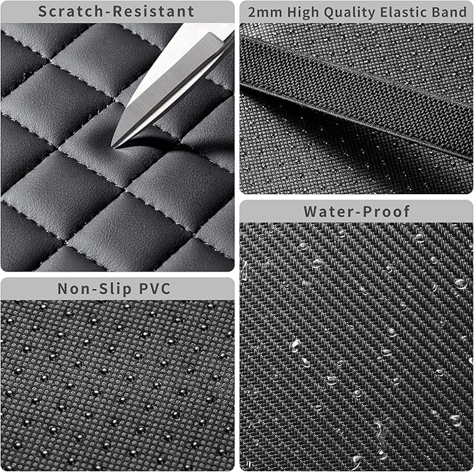 HighnessHwoo Car Armrest Covers, Vehicle Center Console Cover, Middle Storage Organizer Pads, Dog & Cat Paws Protetor, Nappa Leather, Waterproof, Anti-Slip, Auto Interior Accessories, Black, Size S