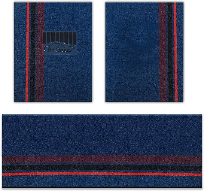FH Group Car Floor Mats - All Weather Full Set of Blue with Stripes Rubber Floor Mats for Cars, Ultra DIY Waterproof, Trimmable Automotive Floor Mats for Sedan, Van, SUV and Trucks