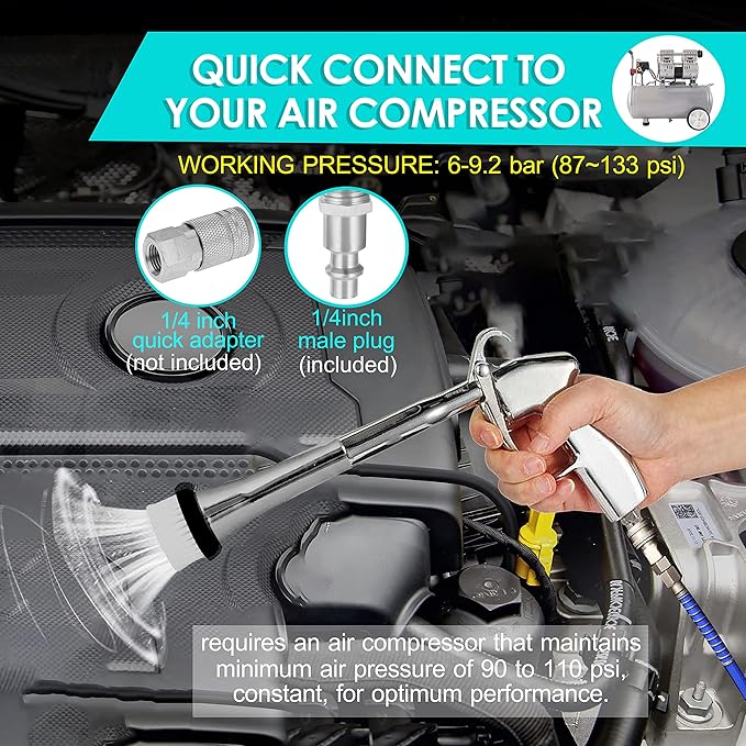 Car Cleaning Gun High Pressure Car Cleaning Tool Air Blow Gun Car Detailing Kit Interior Cleaner Air Duster Blower Gun Pneumatic Air Compressor Auto Detailing Tool for Car Upholstery (Black)