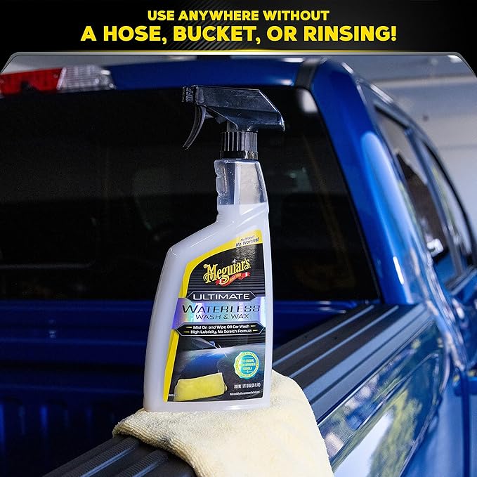 Meguiar's Ultimate Waterless Wash & Wax - High-Efficiency Car Care Solution for Shine and Protection, Ideal for Water-Free Car Cleaning and Quick Detailing, Perfect for Car Care Enthusiasts