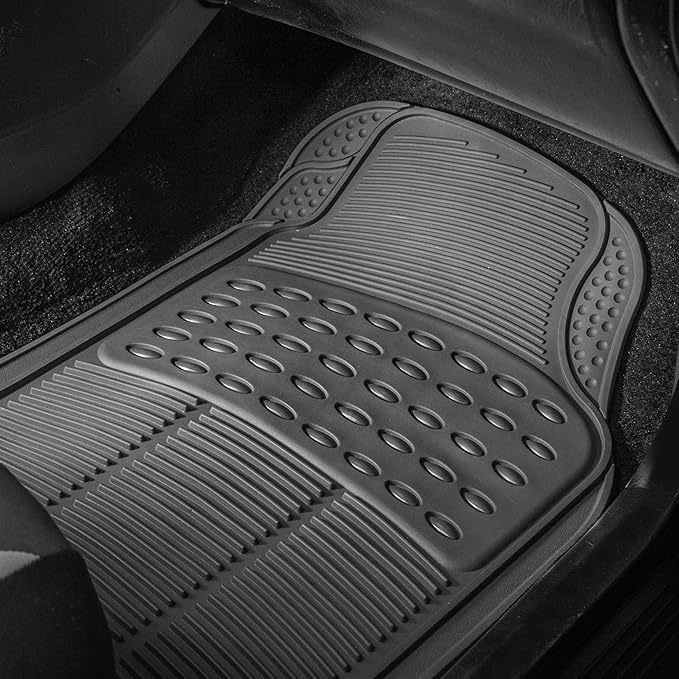 WYLF Automotive Floor Mats Climaproof Trimmable Non-Slip Vinyl Floor Mats-Full Set Gray for Cars, Universal Fit, Floor Mats for Sedan, SUV, Truck Floor Mats