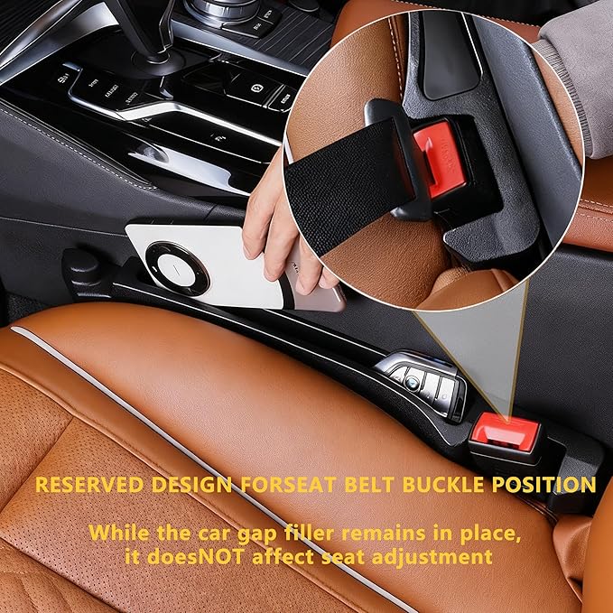 Keaixinyu 2PCS New Universal Car Seat Gap Filler Organizer with Hook Durable & Easy Install, for Cars SUV Trucks, Car Essentials, Effectively for Avoiding Dropped Items (Black)