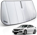 MZS Windshield Sun Shade Compatible with Civic 2016-2021, Foldable Car Front Window Sunshade with Storage Pouch, Sun Visor Shield for Interior Protector