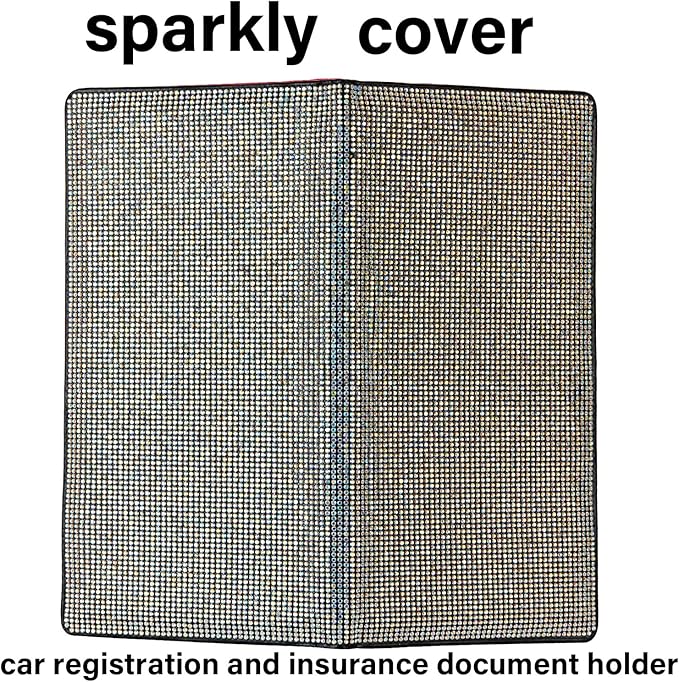 Bling Car Registration and Insurance Document Holder,Rhinestone Organizer Leather Vehicle Glove Box Organizer Car Holder Magnetic Closure Driver License Card Wallet Case (Colorful)