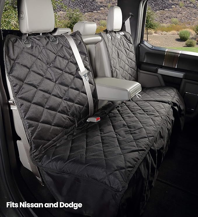 4Knines Bench Seat Covers for Trucks with Dog Hammock - Rear Seat Protector for Dogs Fits Full Size Crew Cab with Split Bench Seats - Waterproof, Heavy-Duty Dog Seat Cover (Driver Side, Camo)