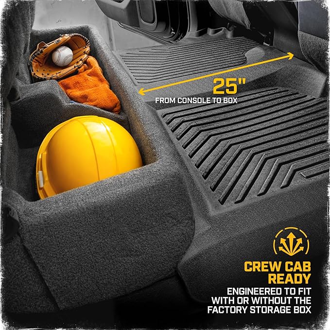 CAT® JustFit™ 3D Custom Fit Bench Floor Mat for 2019-2026 Chevrolet Silverado 1500/GMC Sierra 1500 & 2020-2026 Chevy Silverado/GMC Sierra 2500HD/3500HD Crew Cab Rear Floor Liner Laser Measured