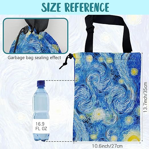 KXWQTRDD Car Garbage Bag Starry Night Hanging Canvas Car Trash Bag Waterproof Drawstring Car Back Seat Organizer for Car Back Front Seat Console with Adjustable Buckle