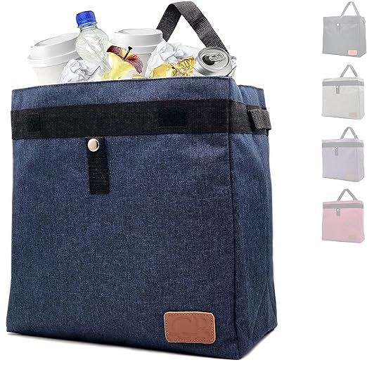 CP CLEVER PINKPHIN Car Trash Can Hanging for Headrest, Extra Large Waterproof Auto Garbage Bag Organizer, Collapsible Vehicle Waste Bin (Navy Blue)