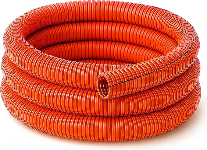 Electriduct Split Wire Loom Tubing Polyethylene Corrugated Flexible Conduit - 2" Nominal Size - 10 Feet - Orange
