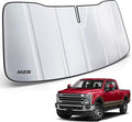 MZS Windshield Sun Shade Compatible with F250 F350 F550 2017-2022 / F450 2017-2020, Foldable Truck Sun Shade Shield with Storage Pouch, Front Window Visor Sunshade Accessories for Interior Protector