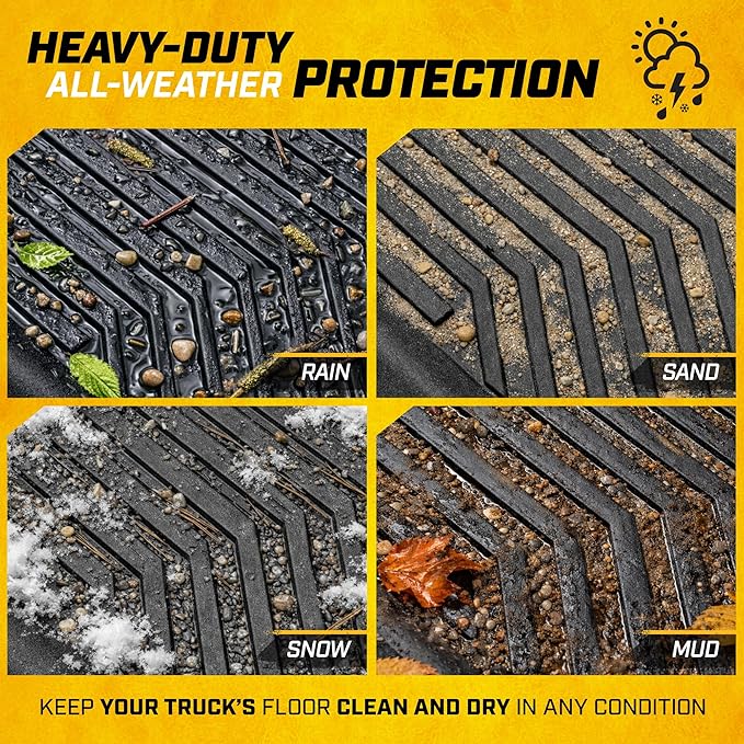 CAT® JustFit™ 3D Custom Fit Bench Floor Mat for 2019-2026 Chevrolet Silverado 1500/GMC Sierra 1500 & 2020-2026 Chevy Silverado/GMC Sierra 2500HD/3500HD Crew Cab Rear Floor Liner Laser Measured