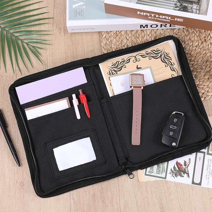Car Document Organizer, Car Insurance Holder, Owner Manual Case with Multiple Pockets, CarDocument Holder Glove Box, Zippered Pouch Multi-pocket Glove Bag for Auto Insurance License Cards, Black