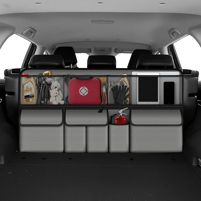 NUWQICD Hanging Car Trunk Organizer Fit For Forester Foldable Large Capacity 41.3x20 inch Backseat Trunk Organizers Storage, Car Accessories Interior, with Multi Pockets Grey