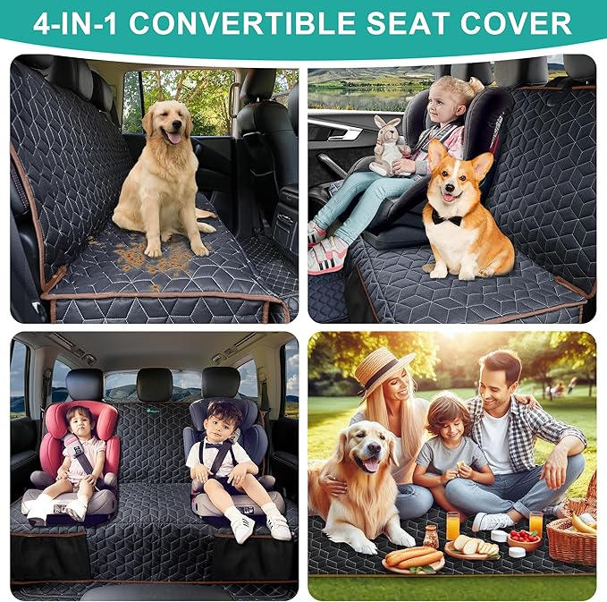 Meginc Bench Seat Covers for Trucks,Dog Car Seat Covers for Ford f150/Ram1500/Nissan Frontier/Toyota Tacoma/GMC Canyon,Nonslip Truck Seat Cover for Dogs (Brown)