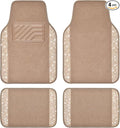 CAR PASS Bling Car Mats Shining Diamond Carpet Crystal Rhinestones Sparkly Glitter Floor Mats with Anti-Slip PVC Heel Pad Universal Fit for Automotive SUV, Sedan, Car, Van, 4pcs for Girl Women, Beige