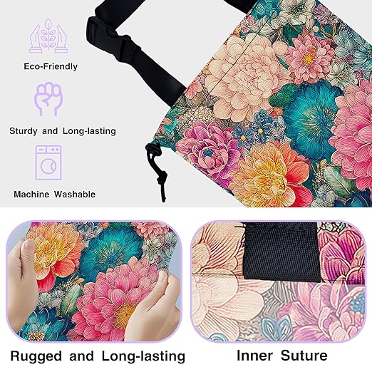 UUCBTAH Car Trash Bag Hanging Colorful Flowers Blooming Car Trash Can for Back Seat Waterproof Car Trash Bin with Adjustable Straps and Drawstring for Car Accessories Vehicle Travelling Camping