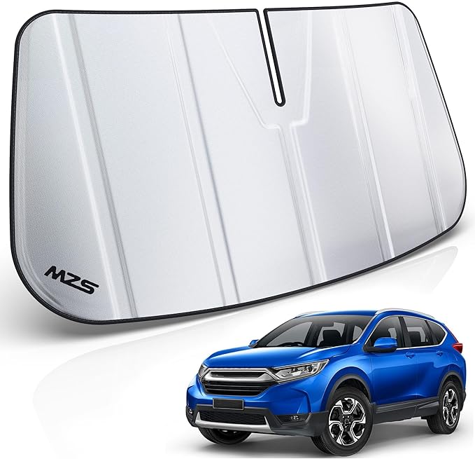 MZS Windshield Sun Shade Compatible with CRV 2017-2022, Foldable SUV Front Window Sunshade with Storage Pouch, Sun Visor Shield Accessories for Interior Protector