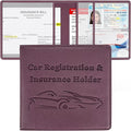 New Fashion Kingdom Car Registration and Insurance Holder, Premium PU Leather Vehicle Glove Box Car Organizer Men Women Wallet Accessories Case for ID, Driver's License - Purple