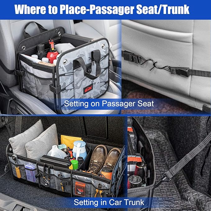 CZC AUTO Car Trunk Organizer Collapsible Cargo Trunk Storage Organizer with 6 Compartments for Car Suv Truck (Camouflage)