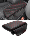 1.2in Thickness Center Console Cover for Honda CRV Accessories 2023 2024 2025 2026 Middle Console Cover Leather Armrest Box Lid Protector Cushion Pad with Pockets Interior (Red Stitch)