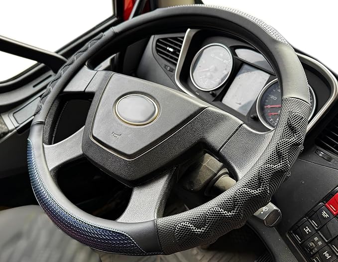 PINCTROT XL Size 17.5-18 Inch Great Grip Steering Wheel Cover for Semi Truck, Fits RV, Big Rig Trucker, 18 Wheeler and Classic Cars, Anti-Slip Design 17.5-18 Inch (Blue)