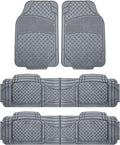 Automotive Floor Mats Gray Climaproof for All Weather Protection Universal Fit Trim to Fit for Most Cars, SUVs, and Trucks, 3 Row 4pc Full Set FH Group F11307GRAY-3ROW