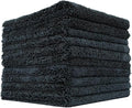The Rag Company - Creature Edgeless Auto Detailing Towels (10-Pack) Professional 70/30 Blend, Dual-Pile Plush Microfiber, Buffing & Polishing, 420gsm, 16in x 16in, Black