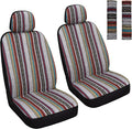 HAIYAOTIMES Baja Saddle Blanket Car Seat Covers Front Set with Seat Belt Pads, Washable Breathable Seat Covers for Cars, Universal Fit Interior Covers for Most Sedan Truck SUV, Airbag Compatible, Red